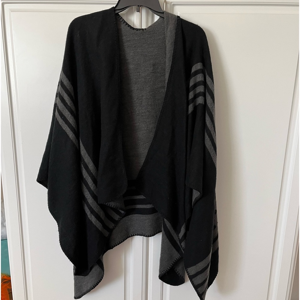 Black and grey poncho/cape from fab fit fun